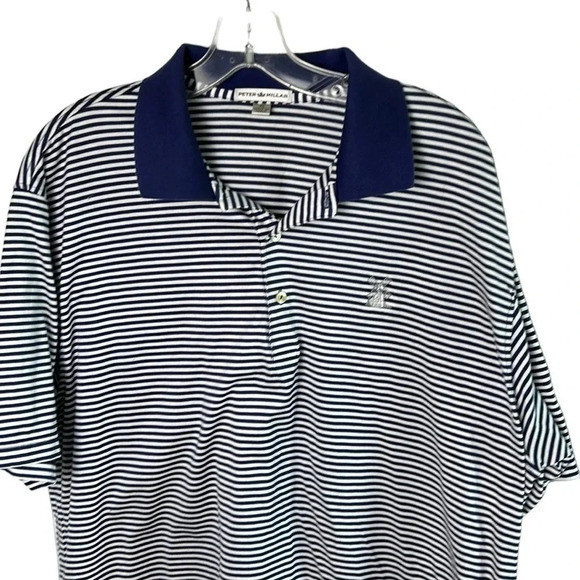 Peter Millar golf shirt,men XL.Blue,striped,Windmill Lakes  polo shirt EC - Picture 4 of 11